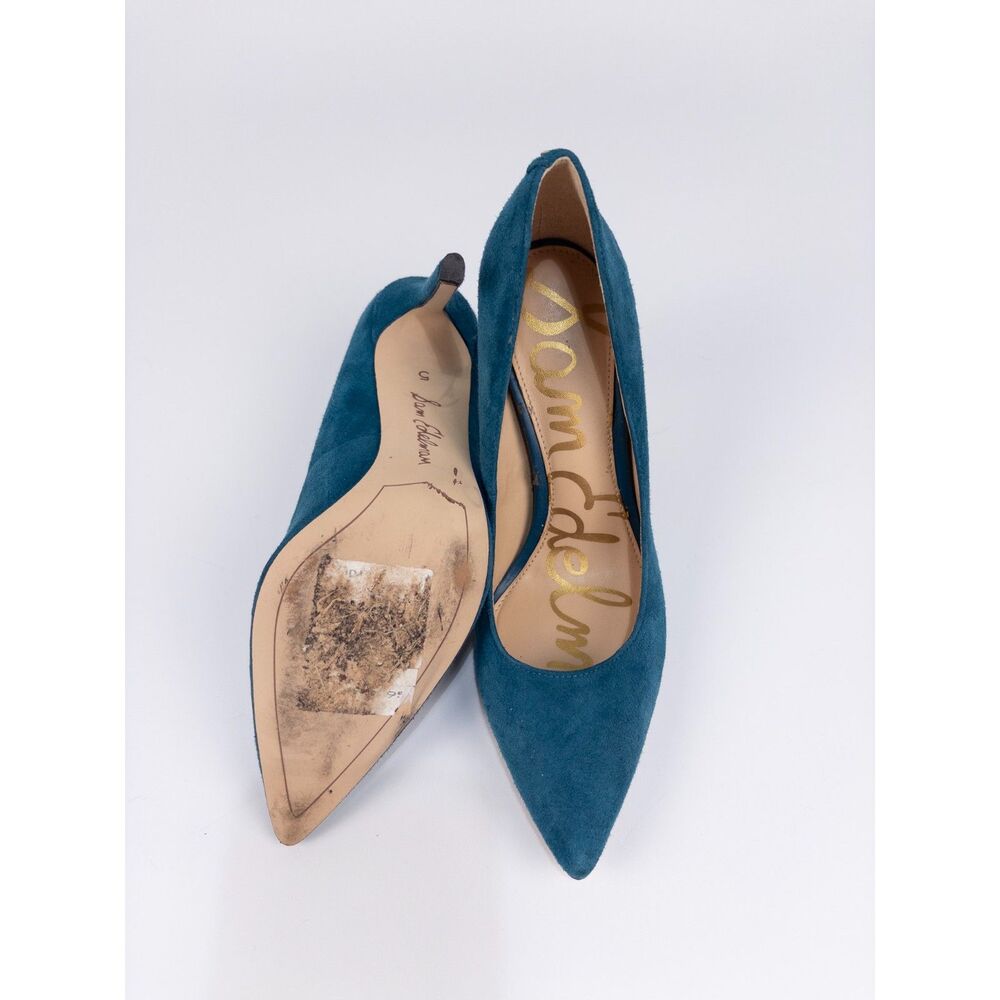 Sam Edelman Hazel Womens Teal Blue Suede Pointed Toe Stiletto Heels Pumps Size 5 - Picture 5 of 9